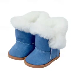 4 Pairs Christmas 18 Inch Doll Shoes Boots Dolls Winter Snow Doll Boots Accessories(Pink White Brown Blue)