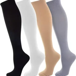4 Pairs Copper Compression Socks for Women & Men Circulation 15-20 mmHg - Best Support for Nurses, Running