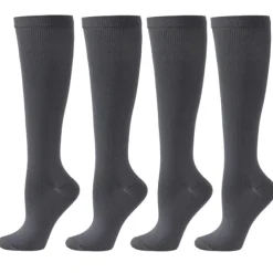 4 Pairs Copper Compression Socks for Women & Men Circulation 15-20 mmHg - Best Support for Nurses, Running