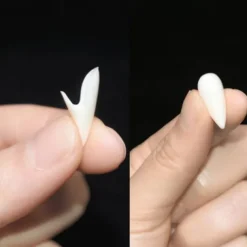 4 Pairs Halloween Vampire Teeth 4 Sizes Custom Fangs Vampire Teeth with 1 Tube Teeth Pellets Adhesive for Cosplay Party Props Halloween Party Fangs Fake Dentures