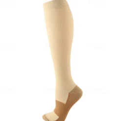 5 Pairs Men's Compression Socks Hiking Socks Sports Socks Breathable Soft Stretchy Comfortable Outdoor Patchwork Polyester Black White Khaki for Hunting Cycling / Bike Camping / Hiking / Caving