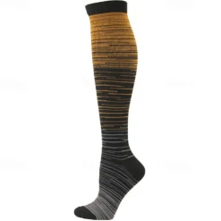 5 Pairs Men's Compression Socks Hiking Socks Sports Socks Breathable Soft Stretchy Comfortable Outdoor Patchwork Chinlon Dark Grey Yellow Blue for Hunting Cycling / Bike Camping / Hiking / Caving