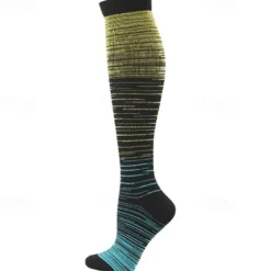 5 Pairs Men's Compression Socks Hiking Socks Sports Socks Breathable Soft Stretchy Comfortable Outdoor Patchwork Chinlon Dark Grey Yellow Blue for Hunting Cycling / Bike Camping / Hiking / Caving