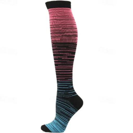 5 Pairs Men's Compression Socks Hiking Socks Sports Socks Breathable Soft Stretchy Comfortable Outdoor Patchwork Chinlon Dark Grey Yellow Blue for Hunting Cycling / Bike Camping / Hiking / Caving