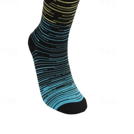 5 Pairs Men's Compression Socks Hiking Socks Sports Socks Breathable Soft Stretchy Comfortable Outdoor Patchwork Chinlon Dark Grey Yellow Blue for Hunting Cycling / Bike Camping / Hiking / Caving