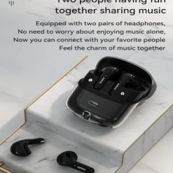 2 Pairs of 4 Packs Wireless Earphones Bluetooth 5.3 Earbuds 68ms Low Latency 13mm Driver HIFI Headphones 4 Mics ENC HD Call Semi-in-ear