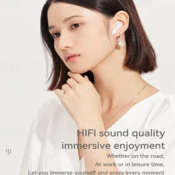 2 Pairs of 4 Packs Wireless Earphones Bluetooth 5.3 Earbuds 68ms Low Latency 13mm Driver HIFI Headphones 4 Mics ENC HD Call Semi-in-ear