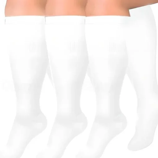 3 Pairs Plus Size Compression Socks for Women & Men, 15-20mmHg Extra Wide Calf Knee High Stockings for Circulation Support