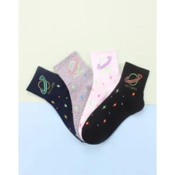 4 Pairs Women's Crew Socks Work Daily Holiday Retro Cotton Classic Casual Formal Warm Casual Cute Socks
