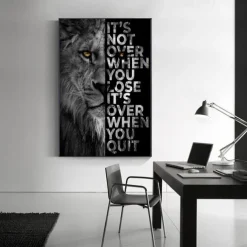 1 Panel Quotes Prints Posters/Picture Animal Lion Letters Inspirational Quotes Modern Wall Art Wall Hanging Gift Home Decoration Rolled Canvas No Frame Unframed Unstretched Multiple Size