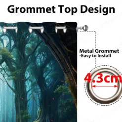 2 Panels Landscape Forest Curtain Drapes Blackout Curtain For Living Room Bedroom Kitchen Window Treatments Thermal Insulated Room Darkening
