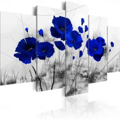 5 Panels Prints Painting Artwork Picture Three-Color Flowers Abstract Home Decoration Décor Rolled Canvas Unframed Unstretched