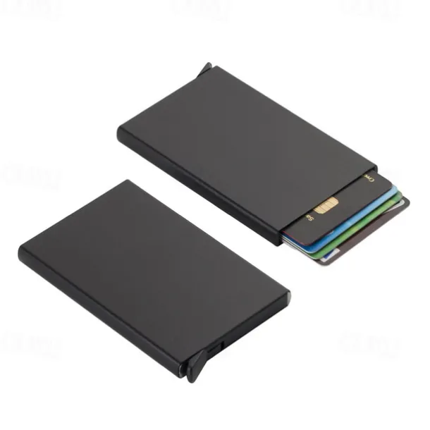 1 PC Change Purses Credit Card Holders ID Card Holder Alumnium Alloy Metal Name Card Holder Waterproof Pocket Multi Function for Women Men