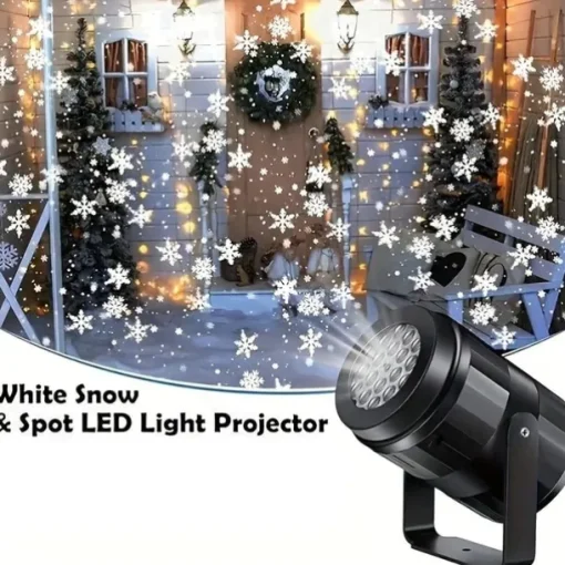1 Pc Christmas Snowflake Projection Lamp USB Powered Indoor and Outdoor Festive Party Atmosphere Decorative Lamp