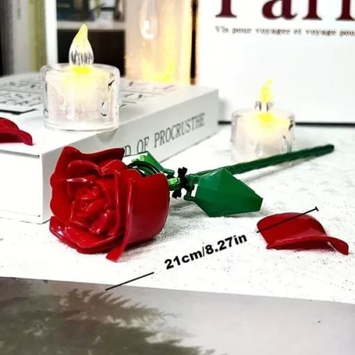 6 pc DIY Building Block Rose Flower Tabletop Decor ABS Material Perfect for Valentine's Christmas & Halloween Gifts Cozy Ambiance with Multi-Colored Artificial Roses & Elegant Candle Display