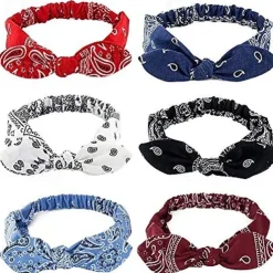 1 PC elastic paisley bandana knot headbands rabbit ear bow headband turban headwraps hair band for women girls