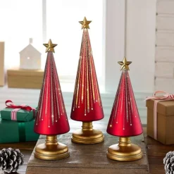 1 PC Festive Gingerbread Theme Decor for Resin Christmas Ornaments Craft Gift Decoration,Gradient Glass Christmas Tree with Led Lights, Home Holiday Decorations