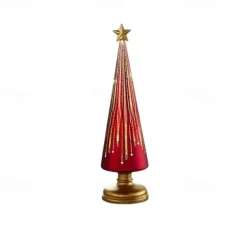 1 PC Festive Gingerbread Theme Decor for Resin Christmas Ornaments Craft Gift Decoration,Gradient Glass Christmas Tree with Led Lights, Home Holiday Decorations