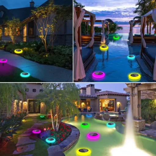 1 Pc LED Solar Groud Lights Outdoor Waterproof RGB Colorful Light Pool Light Ground Plug in Dual purpose Split Design IP65 Waterproof Courtyard Garden Lawn Path Pool Fountain Landscape Decorative Light