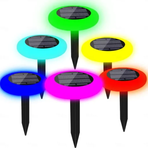 1 Pc LED Solar Groud Lights Outdoor Waterproof RGB Colorful Light Pool Light Ground Plug in Dual purpose Split Design IP65 Waterproof Courtyard Garden Lawn Path Pool Fountain Landscape Decorative Light