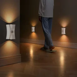 1 Pc Magnetic Charging Induction Wireless Wall Light Non drilling Three color Dimming Intelligent Human Sensing Room Bathroom Corridor Staircase Lighting Type-C Charging