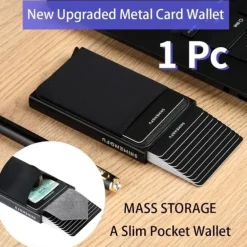 1 Pc Slim Aluminum Wallet Credit Card Holder RFID Wallet Metal Thin Slim Bank Card Case Men Women Pop-up Credit Card Bag