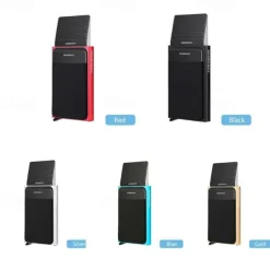 1 Pc Slim Aluminum Wallet Credit Card Holder RFID Wallet Metal Thin Slim Bank Card Case Men Women Pop-up Credit Card Bag