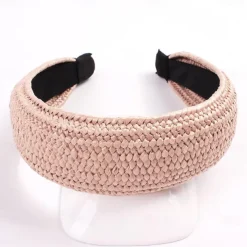 1 PC Straw Knotted Headbands for Women Summer Beach Rattan Top Knot Headband Bohemian Wide Headbands Twist Knot Wide Hairbands Woven Headwear for Girls Women Raffia Headwear Holiday Hair Styling