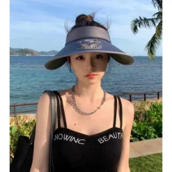 1 Pc Women's USB Rechargeable Fan Hat Sunscreen Hat Beach Vacation Camping Wide brimmed Sunscreen Hat
