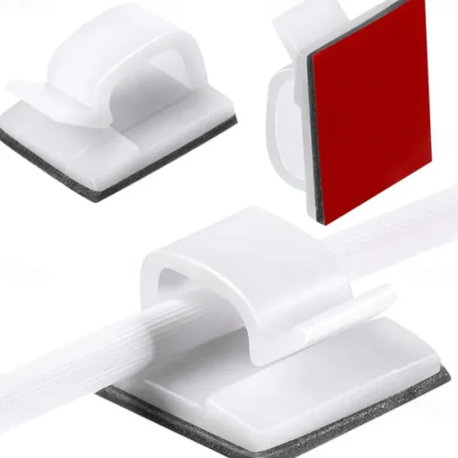 50 PCS Adhesive Cable Clips Upgraded Wall Wire Clips for Cable Management Strong Cord Clips Wire Holders for The Wall Under Desk