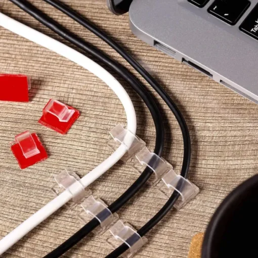 50 PCS Adhesive Cable Clips Upgraded Wall Wire Clips for Cable Management Strong Cord Clips Wire Holders for The Wall Under Desk