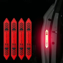 4 Pcs Car Door Warning Stickers Night Visibility Reflective Tape Door Stickers Decorative Stickers Car Body Reflective Strip Car Accessories