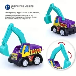 20 Pcs Car Toys Children's Rebound Inertia Engineering Car Toy Set Baby Rebound Small Car Toy Admission Ticket
