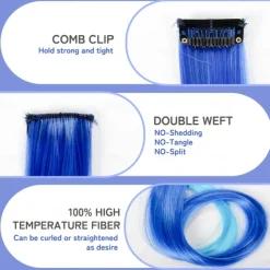 32 PCS Clip in Colored Hair Extensions for Girls Pretty Gift 20 Inches Rainbow Long Straight Hairpieces Synthetic,Halloween Cosplay Dress Up Fashion Party Christmas Birthday for Kids