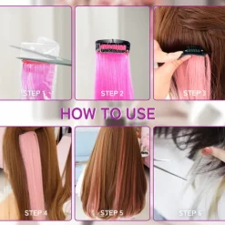 32 PCS Clip in Colored Hair Extensions for Girls Pretty Gift 20 Inches Rainbow Long Straight Hairpieces Synthetic,Halloween Cosplay Dress Up Fashion Party Christmas Birthday for Kids