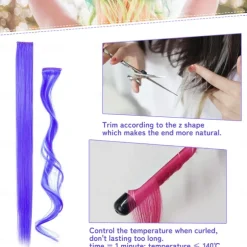 32 PCS Clip in Colored Hair Extensions for Girls Pretty Gift 20 Inches Rainbow Long Straight Hairpieces Synthetic,Halloween Cosplay Dress Up Fashion Party Christmas Birthday for Kids