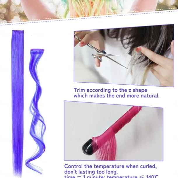 32 PCS Clip in Colored Hair Extensions for Girls Pretty Gift 20 Inches Rainbow Long Straight Hairpieces Synthetic,Halloween Cosplay Dress Up Fashion Party Christmas Birthday for Kids