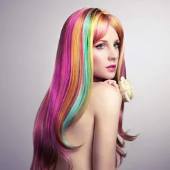 32 PCS Clip in Colored Hair Extensions for Girls Pretty Gift 20 Inches Rainbow Long Straight Hairpieces Synthetic,Halloween Cosplay Dress Up Fashion Party Christmas Birthday for Kids