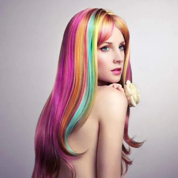 32 PCS Clip in Colored Hair Extensions for Girls Pretty Gift 20 Inches Rainbow Long Straight Hairpieces Synthetic,Halloween Cosplay Dress Up Fashion Party Christmas Birthday for Kids