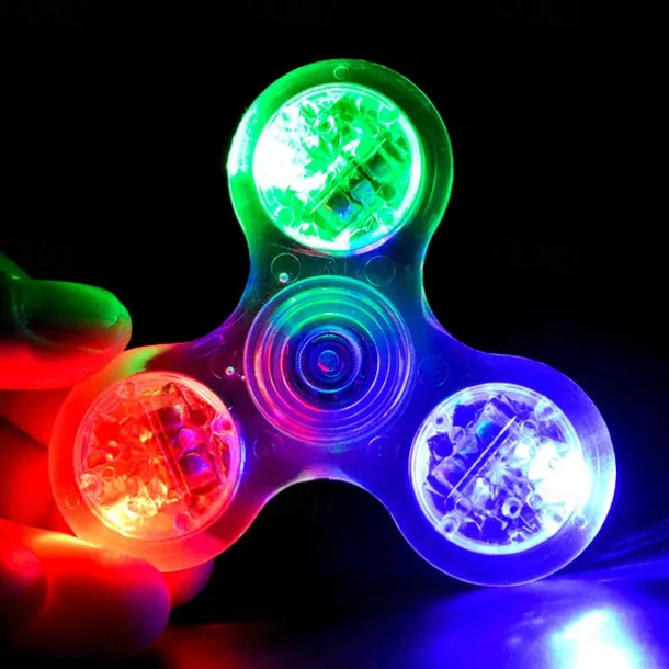 2 PCS Crystal Luminous LED Light Spinner Hand Top Spinner, Glow In Dark EDC Toy, Kinetic Gyroscope For Children, As Halloween, Christmas Gift