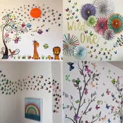 80 PCS 3D Butterfly Wall Decor Butterfly Wall Decals DIY Art Decor Crafts Removable Mural Stickers Butterfly Decorations for Home Room Bedroom Nursery Decor
