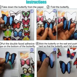 80 PCS 3D Butterfly Wall Decor Butterfly Wall Decals DIY Art Decor Crafts Removable Mural Stickers Butterfly Decorations for Home Room Bedroom Nursery Decor