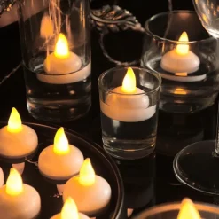 12/24/36 Pcs Flameless Floating Waterproof LED Candle Lights Candle Warm White Battery Powered Valentine's Day Wedding Birthday Party Pool Decoration Proposal Props