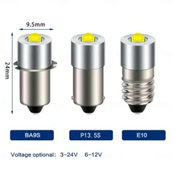 6 Pcs Flashlight LED Bulb Lighting Light Source P13.5s Ba9s E10 Led Bulb 3w Plug-In Light High Brightness Small Bulb 3v 6v 12v 24v 1 LED Beads 3535 Warm White White