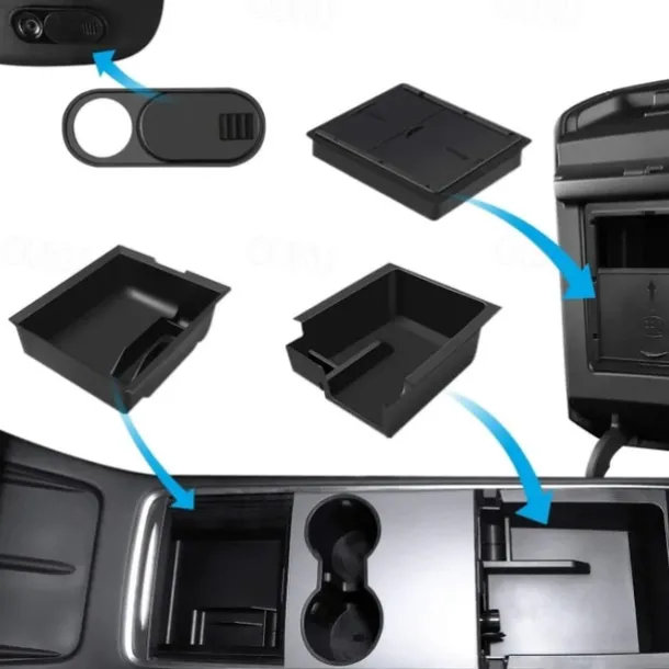 6 PCS For Tesla Model 3 Model Y Storage Box Center Armrest Hidden Box Cup Holder Interior Organizer Car Accessories