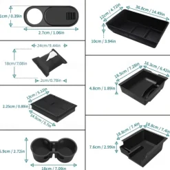6 PCS For Tesla Model 3 Model Y Storage Box Center Armrest Hidden Box Cup Holder Interior Organizer Car Accessories