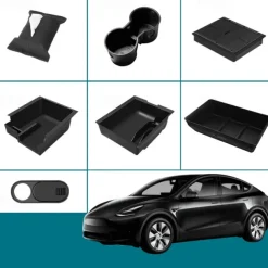 6 PCS For Tesla Model 3 Model Y Storage Box Center Armrest Hidden Box Cup Holder Interior Organizer Car Accessories