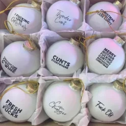 12 PCS Funny Christmas/Halloween Ornament, Funny Ornament Balls Christmas Ornament, Xmas Holiday Gag Gifts Sweary Bauble Bundle Christmas/Halloween Decorations