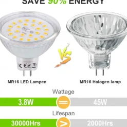 4 Pcs GU5.3 Mr16 LED Spotlight Bulb Warm White 3000K/6000K 4W Equivalent to 40W Halogen Lamp AC/DC 12V Non Dimmable