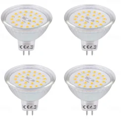 4 Pcs GU5.3 Mr16 LED Spotlight Bulb Warm White 3000K/6000K 4W Equivalent to 40W Halogen Lamp AC/DC 12V Non Dimmable